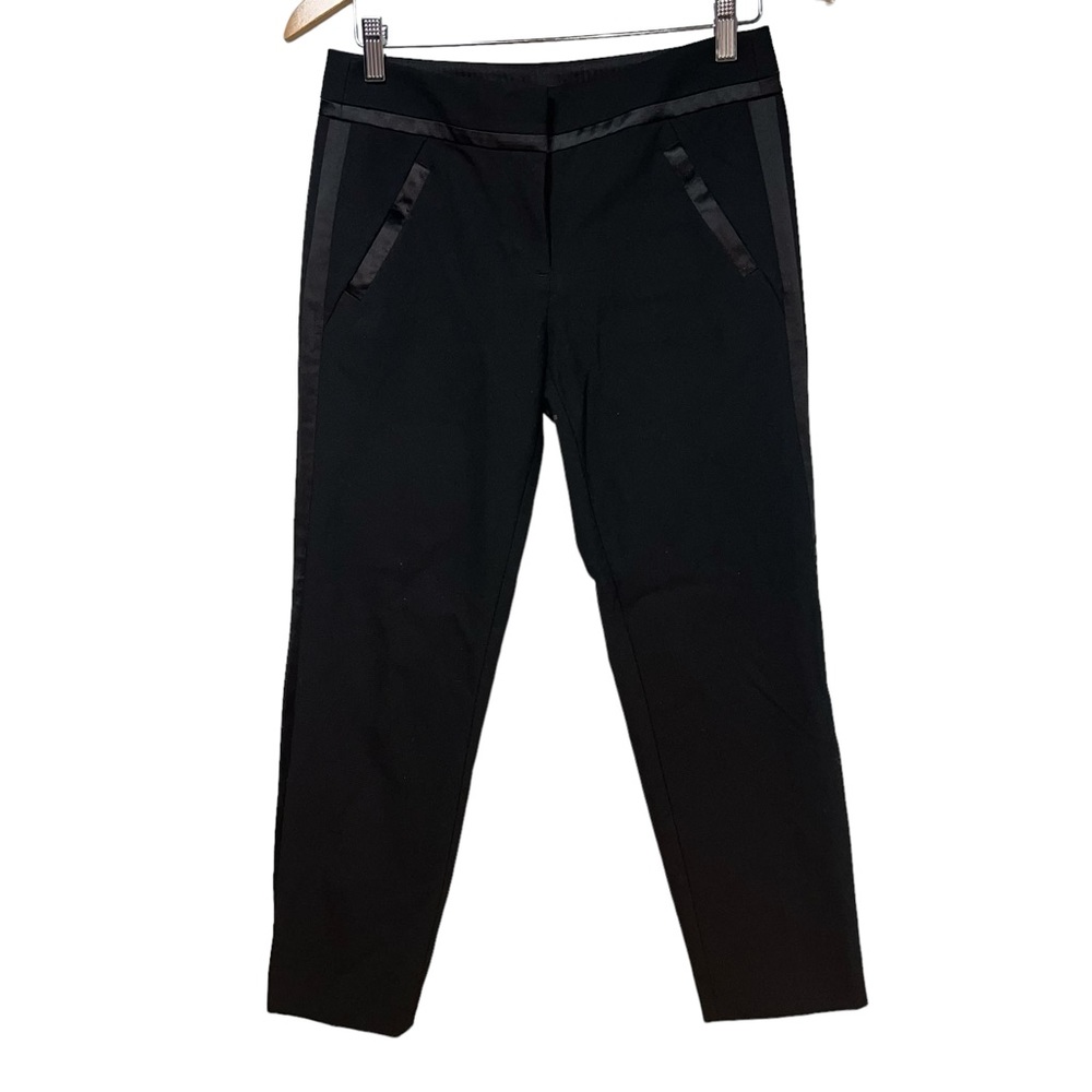 Loft Marisa Petites Black Satin Trim Tuxedo Trousers Dress Pants 2P #177
